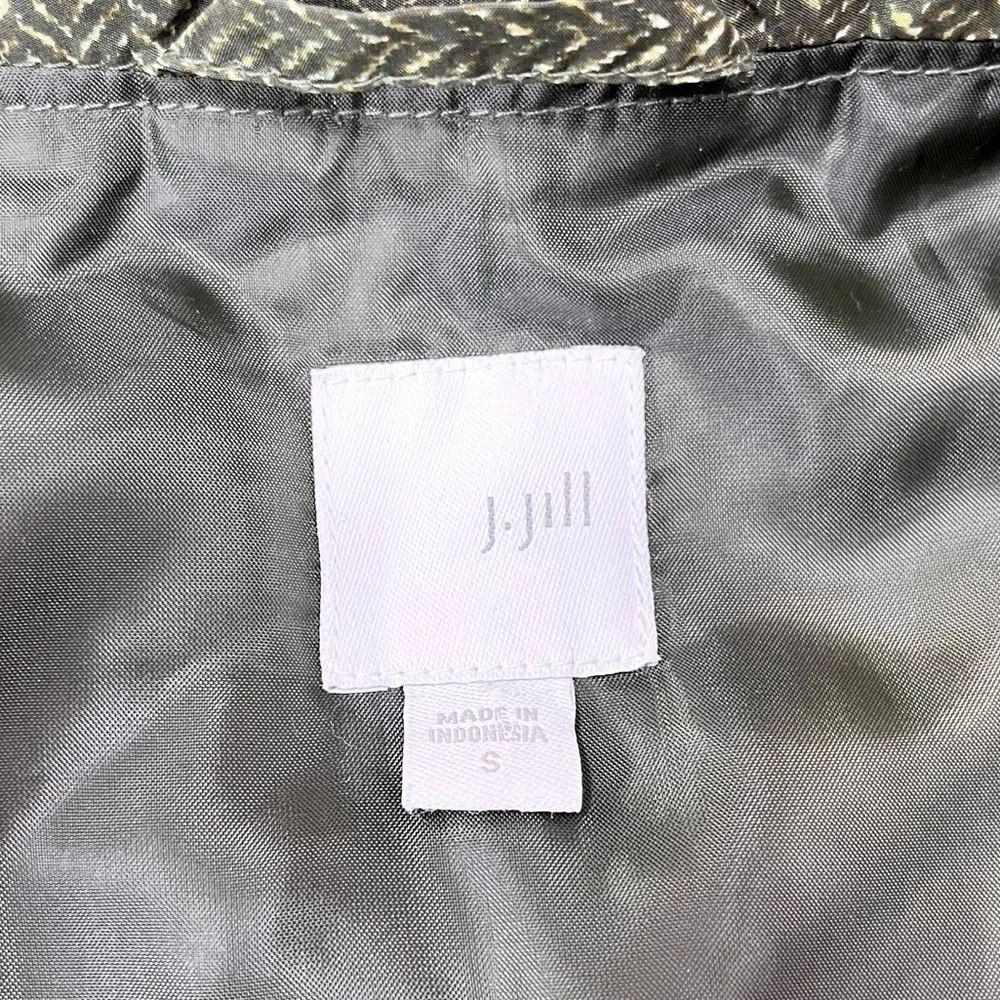 J.‎ Jill Women’s Small Balsam Green Herringbone Chevron Print Puffer Vest